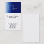Blue White Monogram Event Planner Visitekaartje (Voorkant / Achterkant)