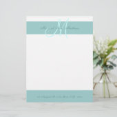 Blue White Monogram Letterhead voor Passen getrouw (Staand voorkant)