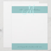 Blue White Monogram Letterhead voor Passen getrouw (Voorkant / Achterkant)