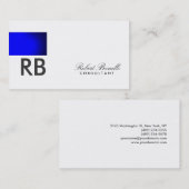 Blue White Monogram Script Consultant Business Visitekaartje (Voorkant / Achterkant)