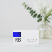 Blue White Monogram Script Consultant Business Visitekaartje (Staand voorkant)
