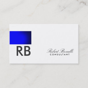 Blue White Monogram Script Consultant Business Visitekaartje