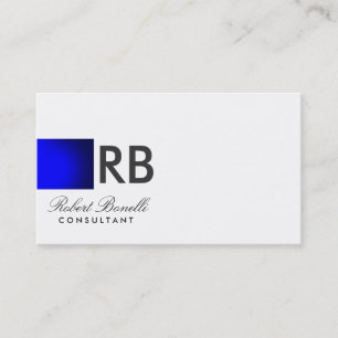 Blue White Monogram Script Consultant Professional Visitekaartje