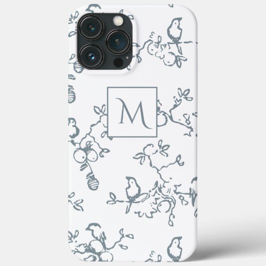 Blue White Monogram Simple Bird Patroon Case-Mate iPhone Case (Achterkant)