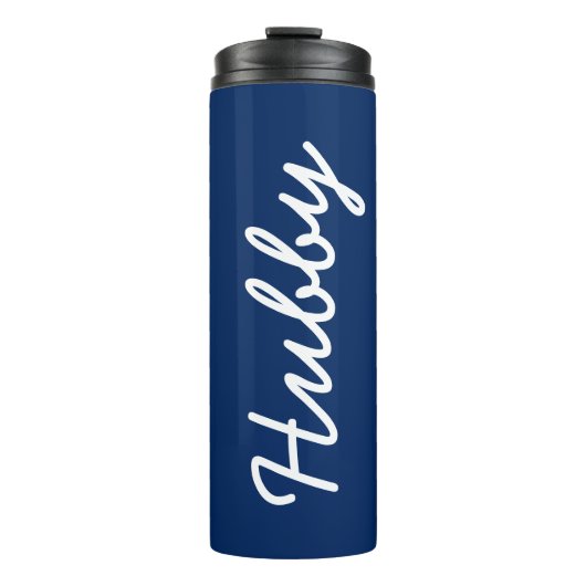 Blue White Monogrammed Hubby Cool Elegant Modern Thermosbeker (Voorkant)