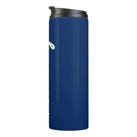 Blue White Monogrammed Hubby Cool Elegant Modern Thermosbeker (Geroteerd rechts)