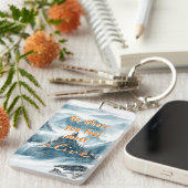 Blue White Mountains Natuur liefhebbers Zen Quote Sleutelhanger (Voorkant Rechts)