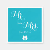Blue White Mr en Mrs Seahorse Wedding Napkins Servet (Voorkant)