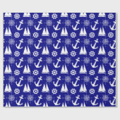 Blue White Nautical Coastal Boating Cadeaupapier (Vlak)