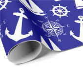 Blue White Nautical Coastal Boating Cadeaupapier (Rol Hoek)