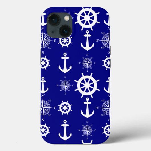 Blue White Nautical Coastal Boating Case-Mate iPhone Case (Achterkant)