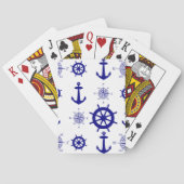 Blue White Nautical Coastal Boating Pokerkaarten (Achterkant)