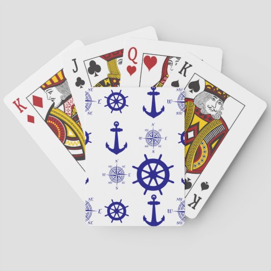Blue White Nautical Coastal Boating Pokerkaarten (Achterkant)