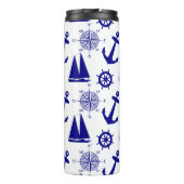 Blue White Nautical Coastal Boating Thermosbeker (Achterkant)