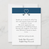 Blue White Nautical Heart Anchor Wedding Photo Bedankkaart (Achterkant)