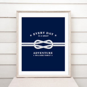 Blue White Nautical Knot  Poster