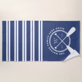 Blue White Nautical Lake House Monogram Strandlaken (Voorkant)
