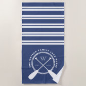 Blue White Nautical Lake House Monogram Strandlaken (Voorkant)