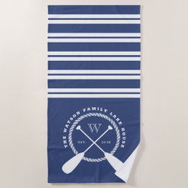 Blue White Nautical Lake House Monogram Strandlaken