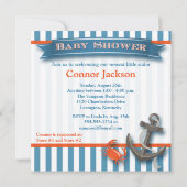 Blue, White Nautical Photo Baby shower Invitation Kaart (Achterkant)
