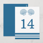 Blue White Nautical Seashells Table Briefkaart (Voorkant / Achterkant)