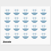 Blue White Nautical Seashells Weddenschappen Ronde Sticker (Vel)