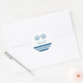 Blue White Nautical Seashells Weddenschappen Ronde Sticker (Envelop)
