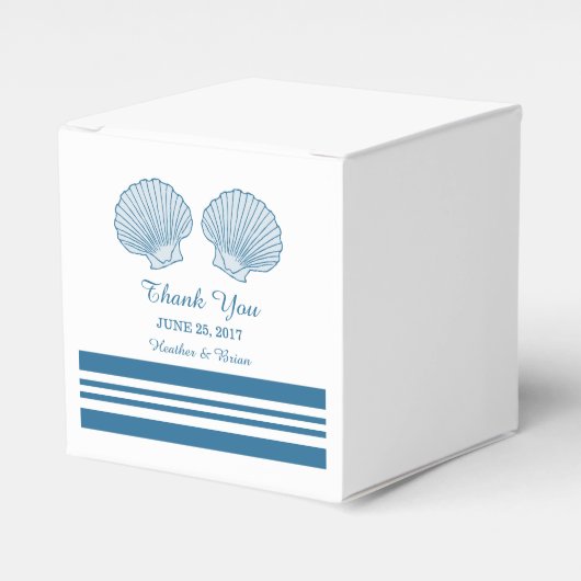 Blue White Nautical Seashells Wedding Favor Boxes Bedankdoosjes (Voorkant Zijde)