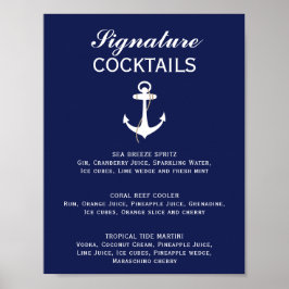 Blue & White Nautical Wedding Signature Cocktail Poster