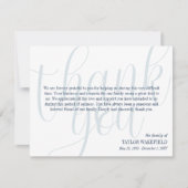 Blue White Navy Script Sympathie Bedankkaart (Voorkant)