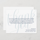 Blue White Navy Script Sympathie Bedankkaart (Voorkant / Achterkant)