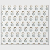 Blue White Nordic Ornaments Cream Bow Christmas Cadeaupapier (Vlak)