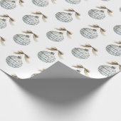 Blue White Nordic Ornaments Cream Bow Christmas Cadeaupapier (Hoek)