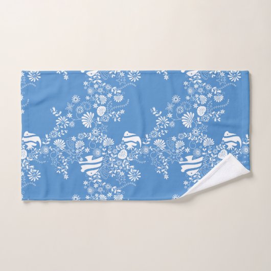 Blue White Ocean Life Patroon Bad Handdoek (Handdoek)