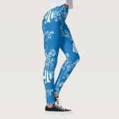 Blue White Ocean Life Patroon Leggings (Rechts)