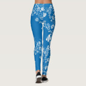 Blue White Ocean Life Patroon Leggings (Achterkant)