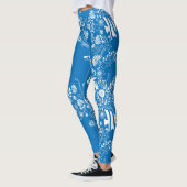 Blue White Ocean Life Patroon Leggings (Links)