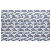 Blue White Oriental Style Rabbits Designer Fabric Stof (Fat Quarter)