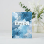 Blue & White Painted Clouds Thank You Card Briefkaart (Staand voorkant)