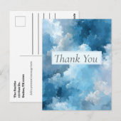 Blue & White Painted Clouds Thank You Card Briefkaart (Voorkant / Achterkant)