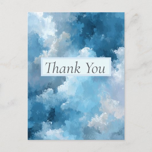 Blue & White Painted Clouds Thank You Card Briefkaart (Voorkant)