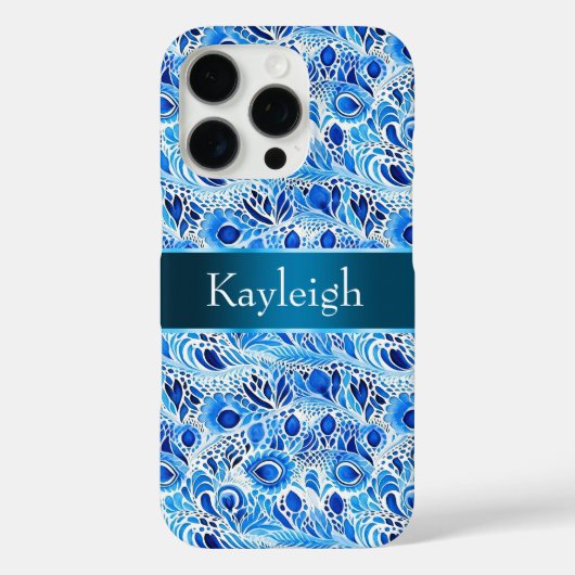 Blue White Peacock Feathers Case-Mate iPhone Case (Achterkant)