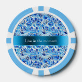 Blue White Peacock Feathers Poker Chips (Voorkant)