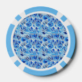 Blue White Peacock Feathers Poker Chips (Achterkant)