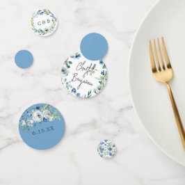 Blue White Peony Floral Chic Spring Garden Wedding Confetti