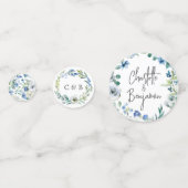Blue White Peony Floral Chic Spring Garden Wedding Confetti (Voorkanten)