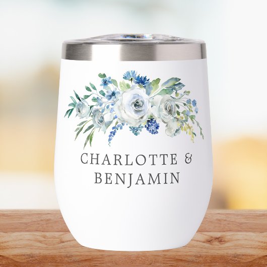 Blue White Peony Floral Custom Spring Wedding