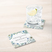 Blue White Peony Floral Custom Spring Wedding Kartonnen Onderzetters (Insitu)