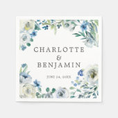 Blue White Peony Floral Custom Spring Wedding Servet (Voorkant)