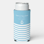 Blue White Personalized Destination Wedding Favor Seltzer Blikjeskoeler (Seltzer Voorkant)